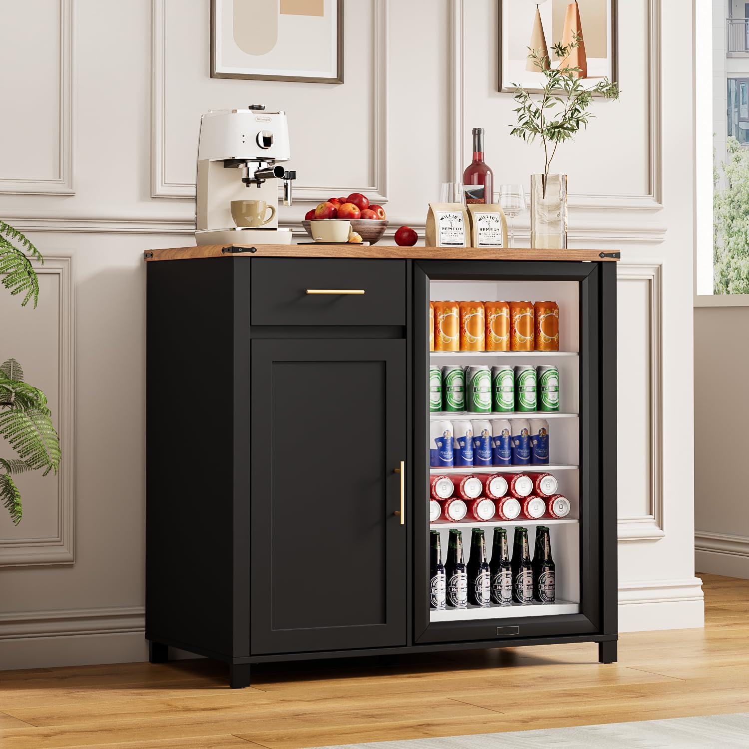 Home Bar And Fridge - 39인치 커피 바 캐비닛(냉장고 공간 포함),