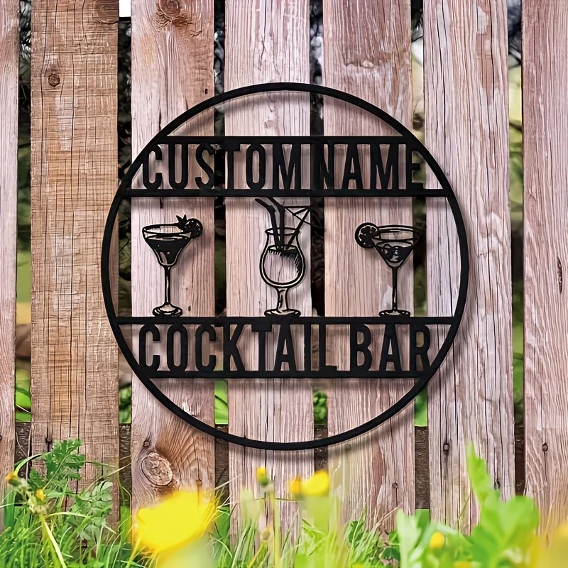Home Bar Signs - 맞춤형 이름 칵테일 바 간판, 마티니