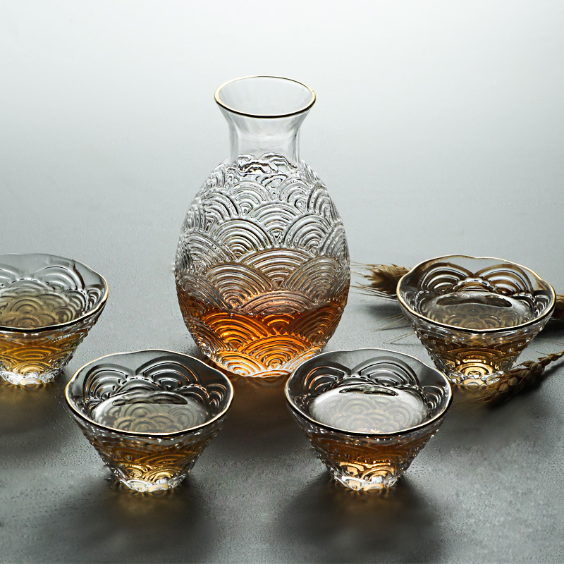 Home Bar Set - 일본식 해머 사케 주전자 세트 유리
