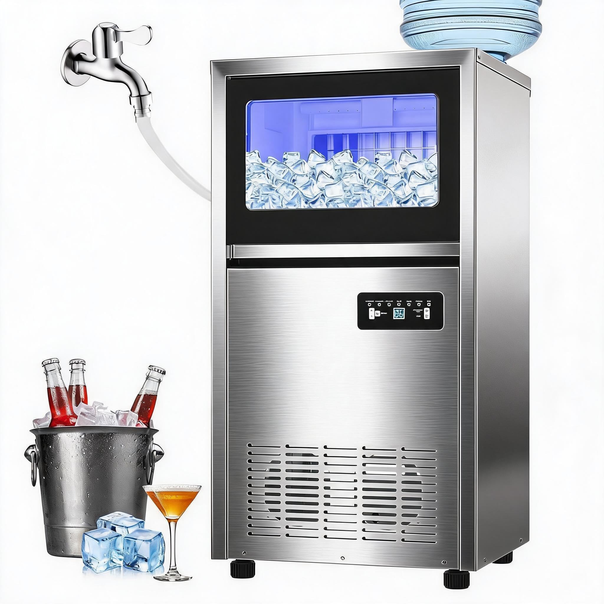 Home Bar And Counter - 상업용 제빙기 120lbs/24h, 36lbs 저장 용량,
