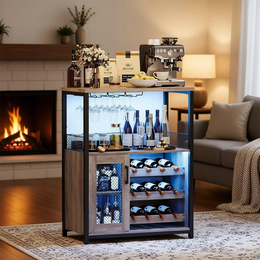 산업 스타일 LED 조명 와인 캐비닛(탈착식 유리 랙  - Home Bar And Cabinet 리뷰 및 가격