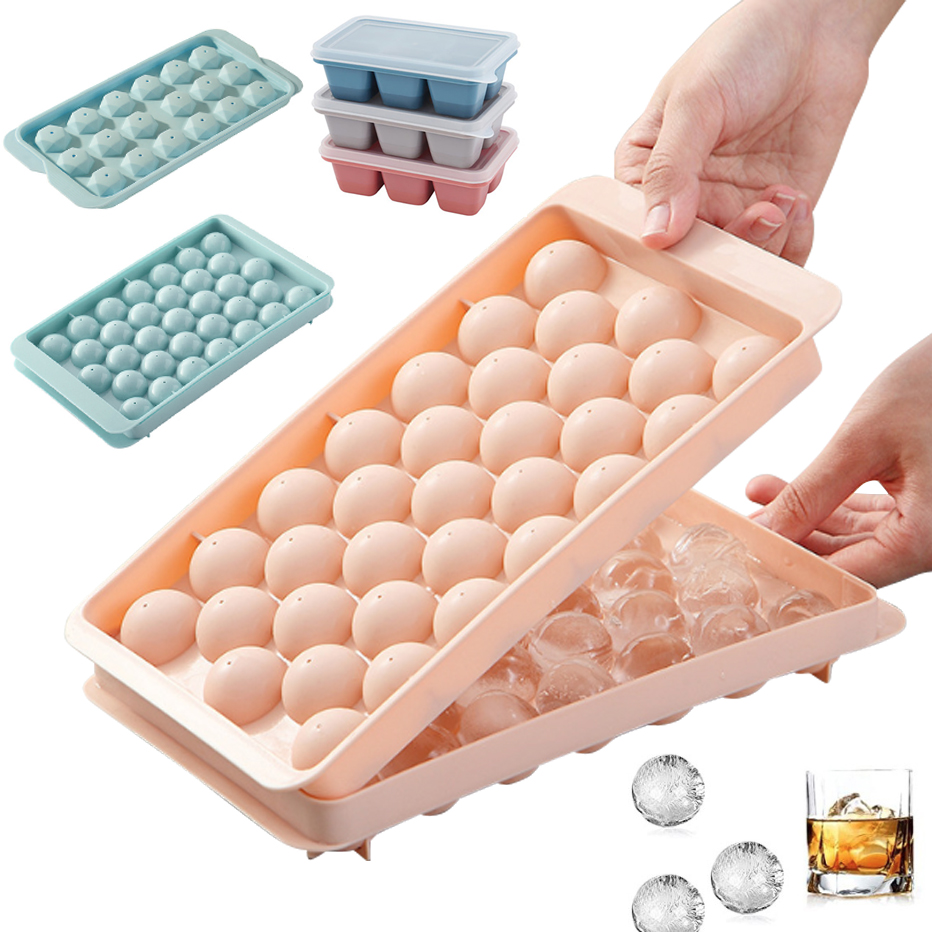 뚜껑이있는 3D 라운드 아이스 큐브 트레이 플라스틱 다 - Ice Mold Sphere 리뷰 및 가격