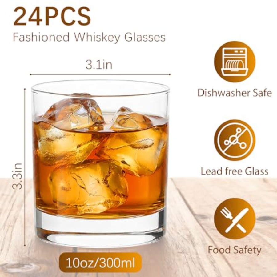24개들이 10온스 올드패션드 글라스 세트 (바용),  - Old Fashioned Glass 리뷰 및 가격