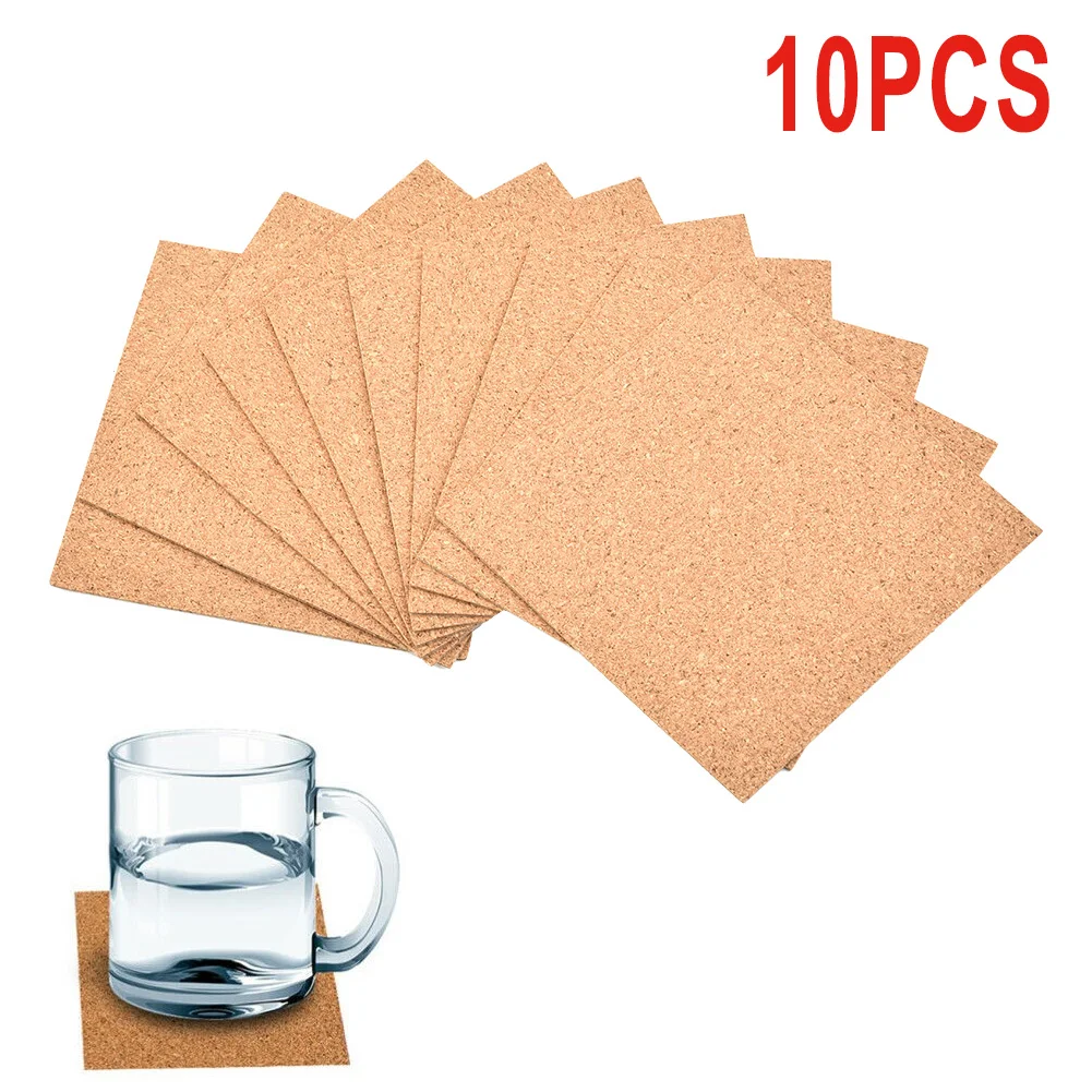 10Pcs 코르크 컵 받침 광장 코르크 매트 자기 접착 - Home Bar Supplies 리뷰 및 가격