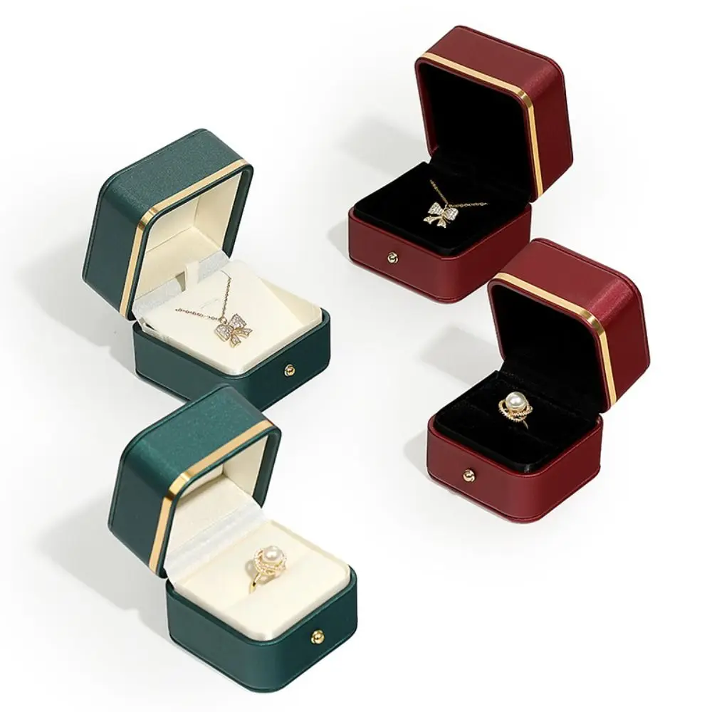 패션 PU 가죽 사각 반지 상자 금장 트림 우아한 반지 - Bar Cart Gold 리뷰 및 가격