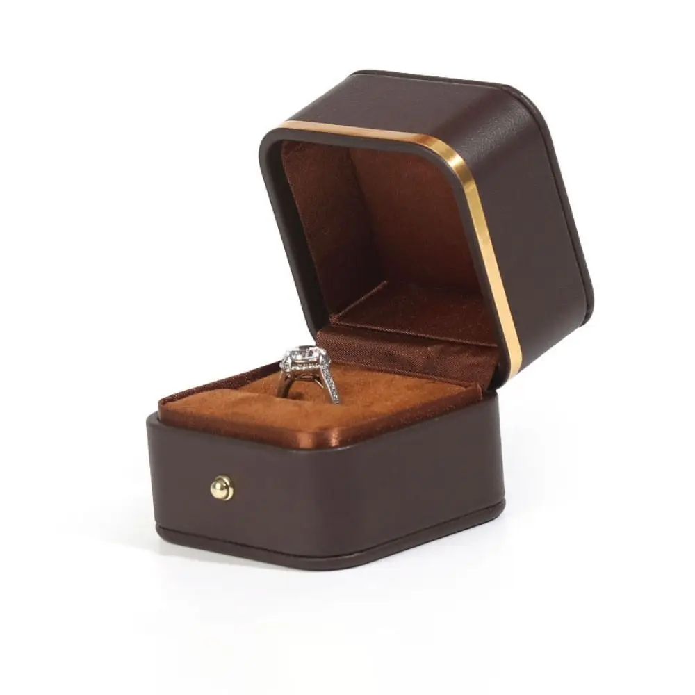패션 PU 가죽 사각 반지 상자 금장 트림 우아한 반지 - Bar Cart Gold 리뷰 및 가격