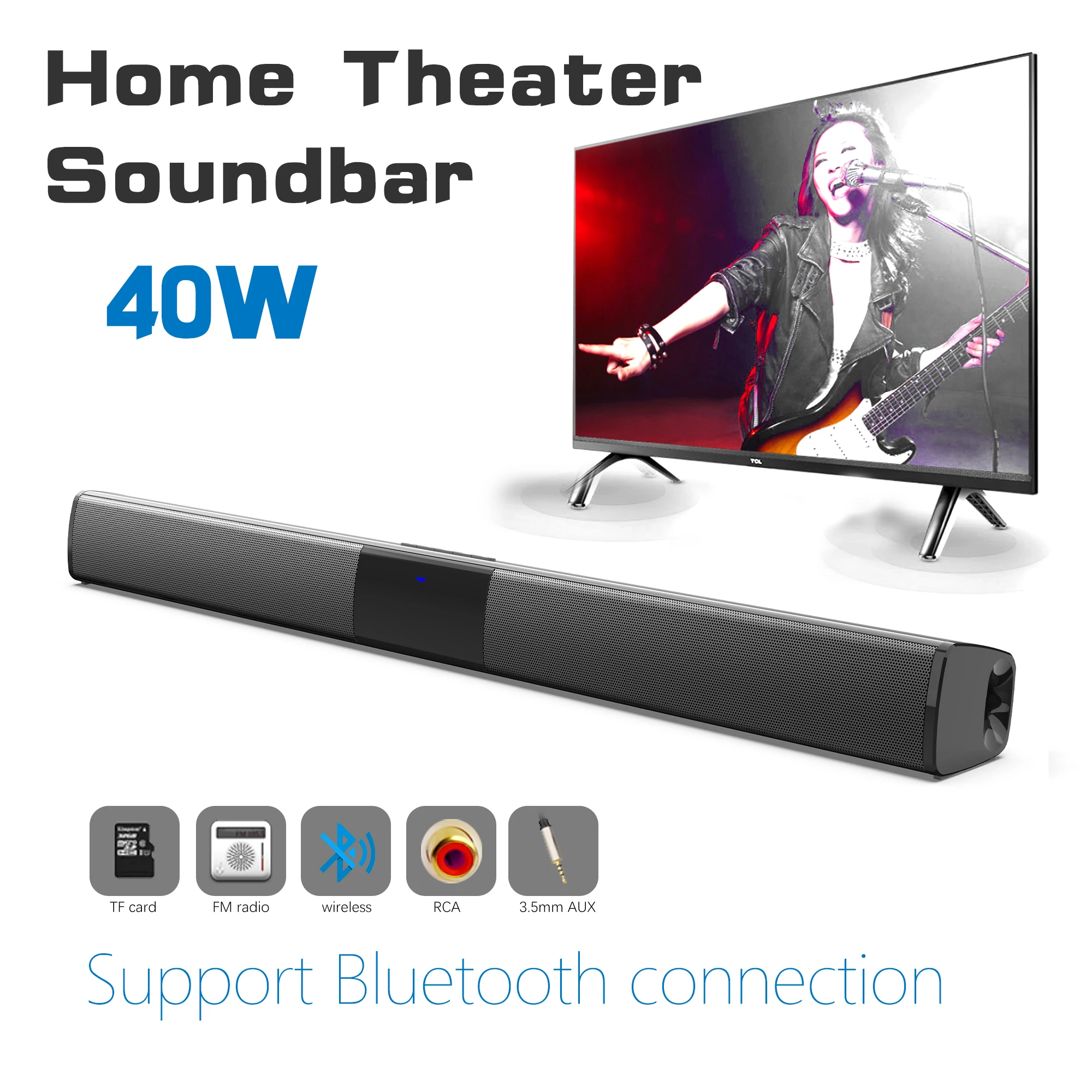 TV 컴퓨터 용 40W 고출력 사운드 바 무선 블루투스 - Home Bar And Theater 리뷰 및 가격